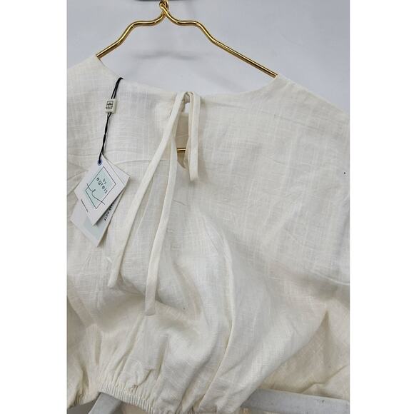 New NWT By Egreis Lila Dress Large White Side Cut-Out Linen - Picture 12 of 15